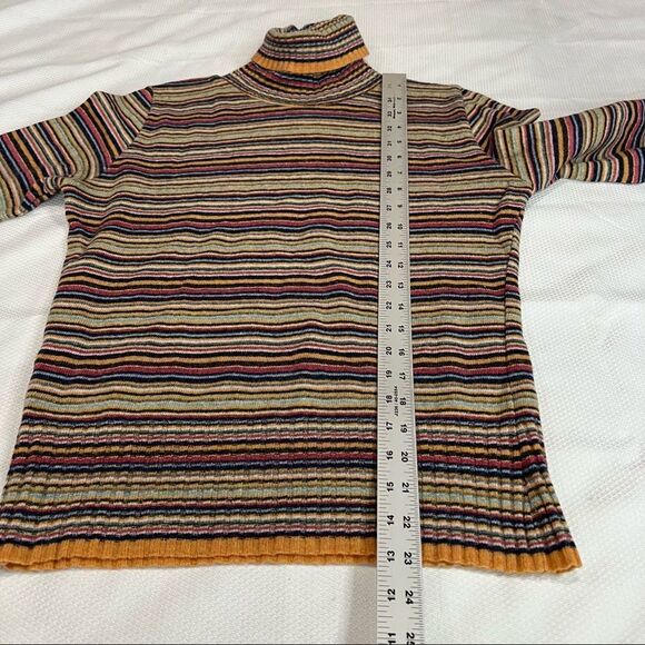 H&M Made in Italy Retro Multi Stripe Striped Lambswool V Neck Top - Picture 3 of 8